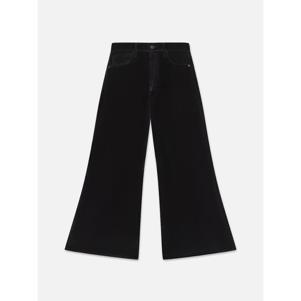 Frame Pants Womens 23 Black Wide Leg Flare Corduroy Casual High Rise
